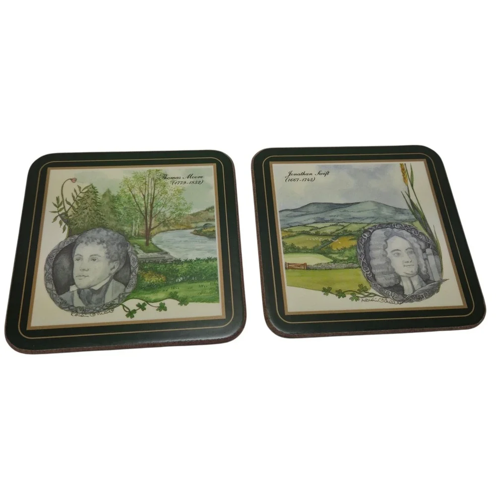 Pimpernel Irish Heritage Collection Coasters Set of 6 Irish Writers Cork Backed